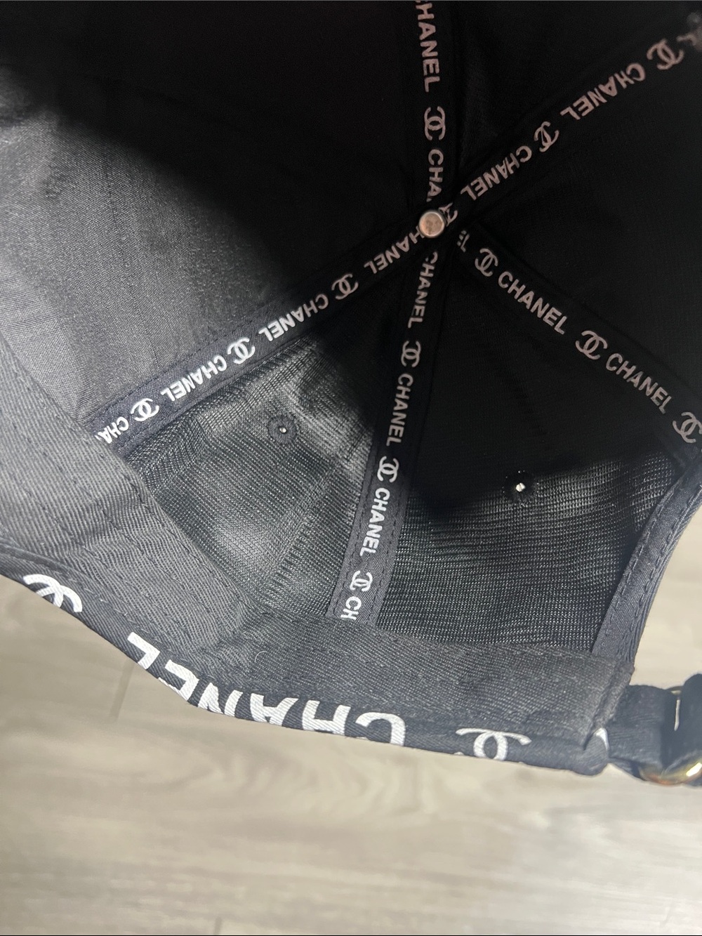 CHANEL Black Baseball Cap with White CC Logo and Brim Lettering - Picture 8 of 13